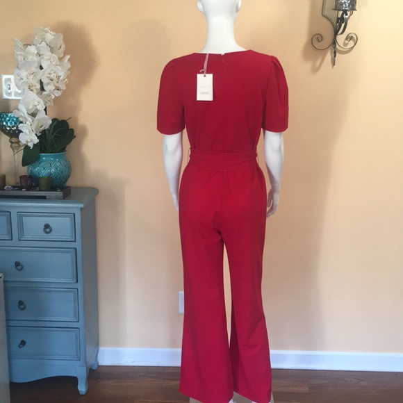 Alex Marie red short sleeves, square neck  Jumpsuit/Romper square neck size S - Picture 6 of 14
